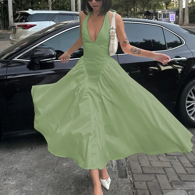 Deep V Backless Maxi